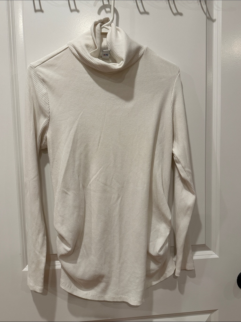 Old Navy Cream Ribbed Turtleneck Maternity Top